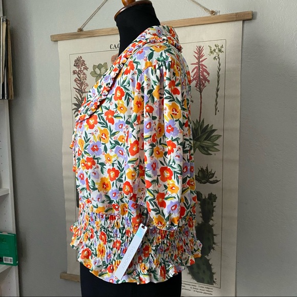 NWT S.C. Society Cropped Floral Peasant Top - Picture 4 of 9